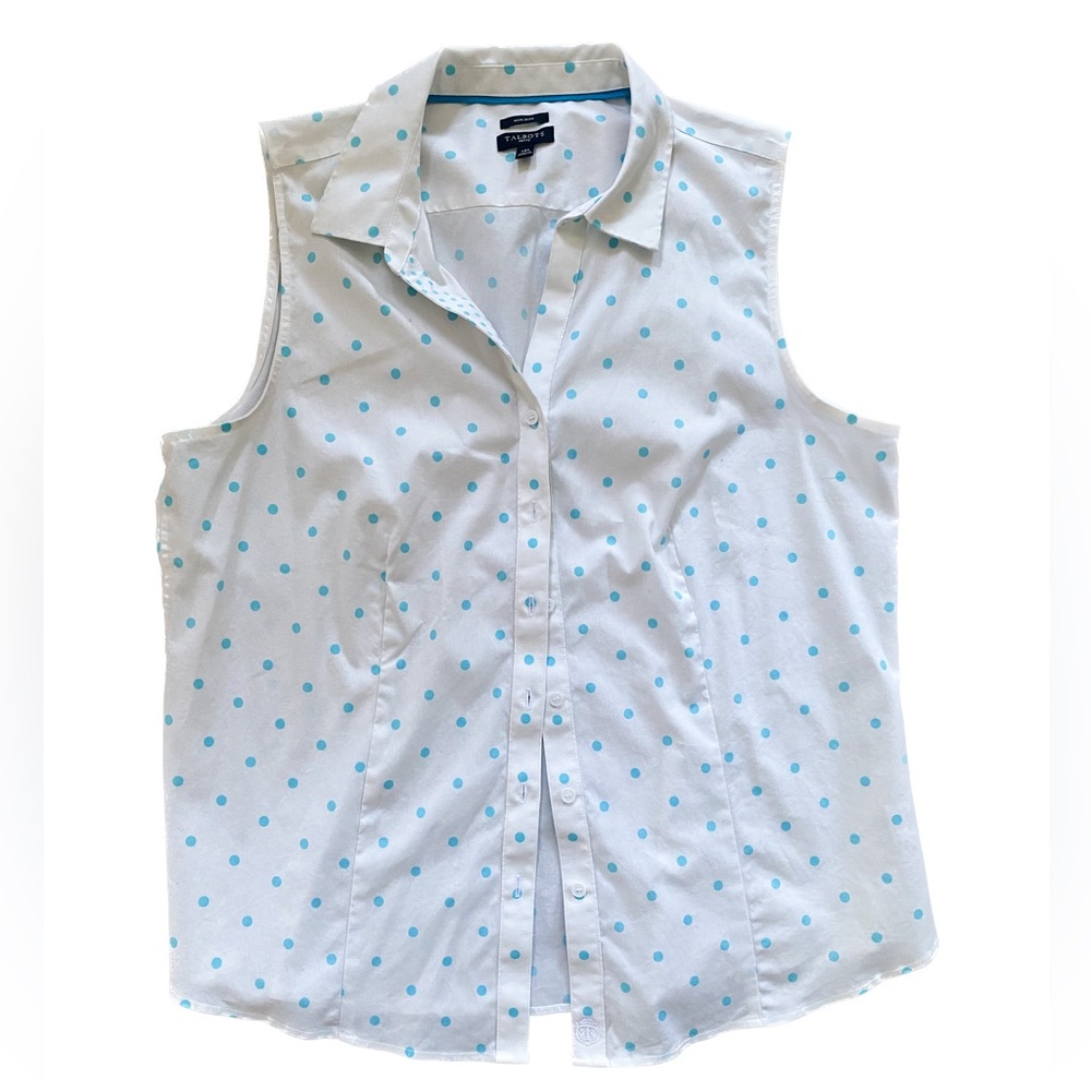 Talbots Sleeveless Polka Dot Button Down